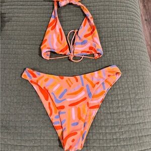 Vibrant Orange and Blue Bikini Set